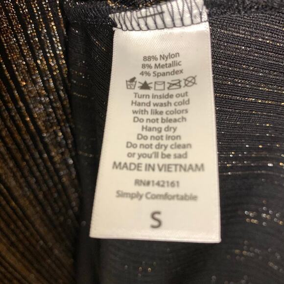 Lularoe Carley Elegant Silver Gold Black Metallic Hi Lo Striped  Dress- Size S - Picture 7 of 8